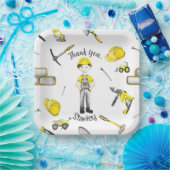 Niedliches gelbes Konstruktionsmuster Pappteller (Party)