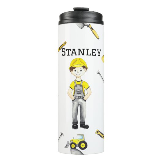 Niedliches gelbes Konstruktionsmuster Thermosbecher (Vorderseite)