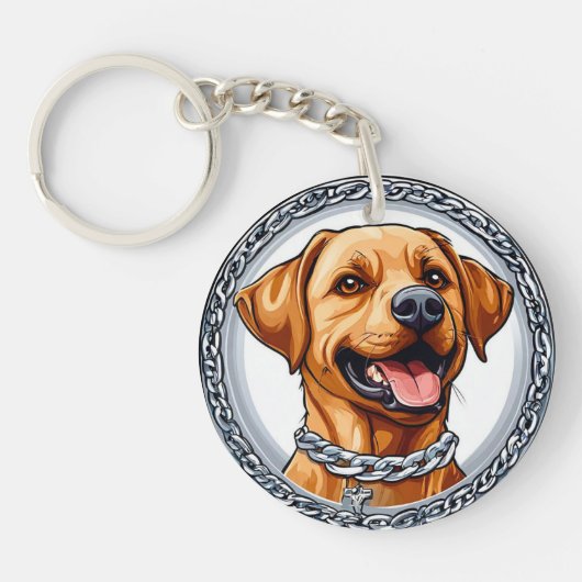 Niedliches gelbes Labrador Schlüsselanhänger (Vorderseite)