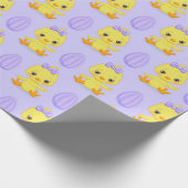 Niedliches Gelbes Lila Ostermuster Geschenkpapier (Ecke)