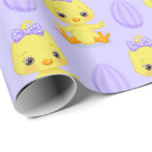 Niedliches Gelbes Lila Ostermuster Geschenkpapier (Rolleneckpunkt)