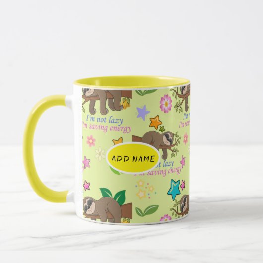 Niedliches gelbes Muster Funny Lazate Zitat floral Tasse (Links)