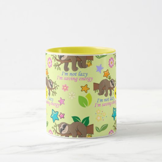 Niedliches gelbes Muster Funny Lazate Zitat floral Tasse (Zentrum)