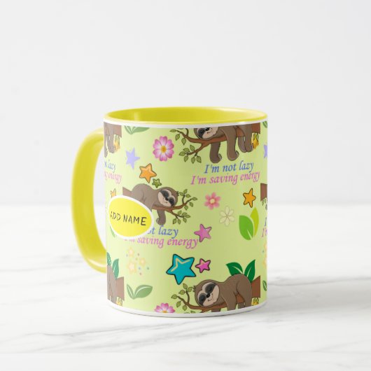 Niedliches gelbes Muster Funny Lazate Zitat floral Tasse (Vorderseite Links)