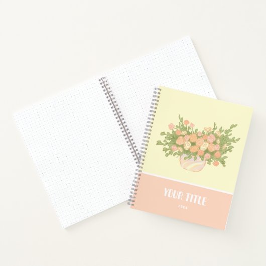 Niedliches, gelbes Notebook mit Blume mit Pechstan Notizblock (Innenseite)