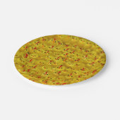 Niedliches gelbes Ostermatten-Musterpapier Pappteller (Schrägansicht)