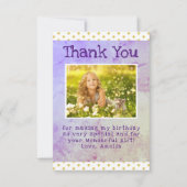 Niedliches Gelbes Sternmuster Mädchen Foto Geburts Dankeskarte (Vorderseite)