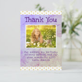 Niedliches Gelbes Sternmuster Mädchen Foto Geburts Dankeskarte (Stehend Vorderseite)