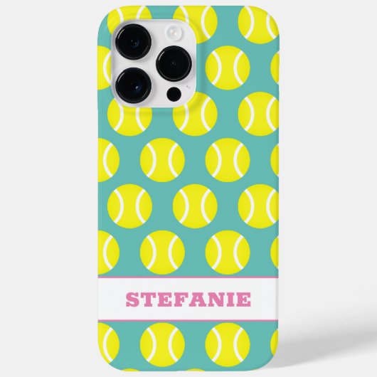 Niedliches gelbes Tennisball-Muster personalisiert Case-Mate iPhone Hülle (Rückseite)