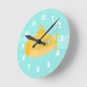 Niedliches gelbes U-Boot für Kinder im Schlafzimme Runde Wanduhr (Winkel)