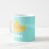 Niedliches gelbes Unterseeboot, Unterwasser, für Kaffeetasse (Vorderseite Links)