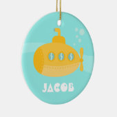 Niedliches gelbes Unterseeboot, Unterwasser, für Keramikornament (Rechts)