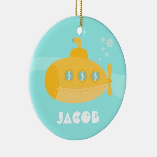 Niedliches gelbes Unterseeboot, Unterwasser, für Keramikornament (Rechts)