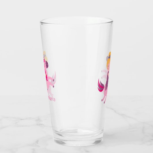 Niedliches Gelbhaariges Girl Reiten auf einem Einh Glas (Rechts)