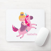 Niedliches Gelbhaariges Girl Reiten auf einem Einh