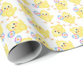 Niedliches Gelbkichenmuster | Osterverpackungspapi Geschenkpapier (Rolleneckpunkt)
