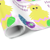 Niedliches Gelbrosa Kichereier Geschenkpapier (Rolleneckpunkt)