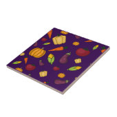 Niedliches Gemüsemuster lila Fliese (Seite)