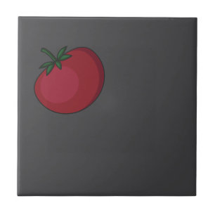 Niedliches Gemüsemuster Tomate grau Fliese