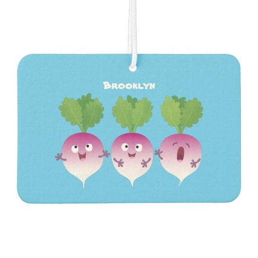 Niedliches Gemüsetrio mit Cartoon Autolufterfrischer (Vorderseite)