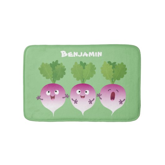 Niedliches Gemüsetrio mit Cartoon Badematte (Vorderseite)