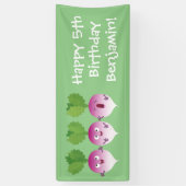 Niedliches Gemüsetrio mit Cartoon Banner (Vertikal)