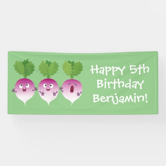 Niedliches Gemüsetrio mit Cartoon Banner (Horizontal)