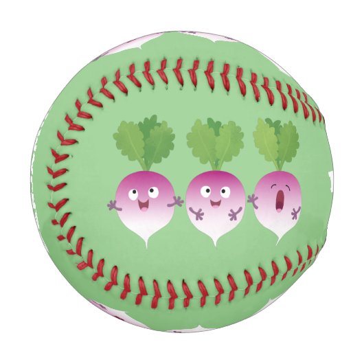 Niedliches Gemüsetrio mit Cartoon Baseball (Vorderseite Links)