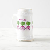 Niedliches Gemüsetrio mit Cartoon Bierglas (Vorderseite Links)