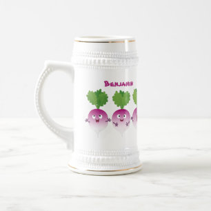 Niedliches Gemüsetrio mit Cartoon Bierglas