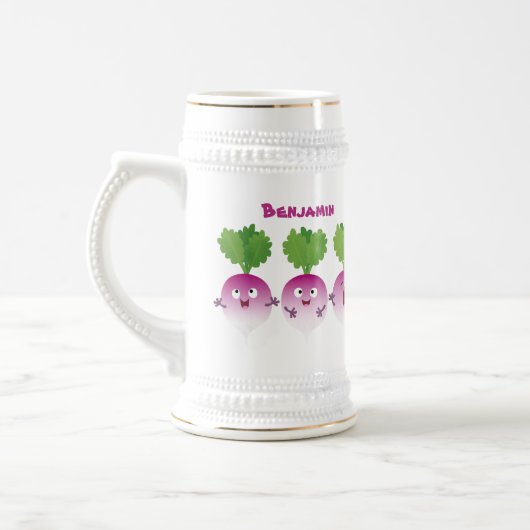 Niedliches Gemüsetrio mit Cartoon Bierglas (Links)