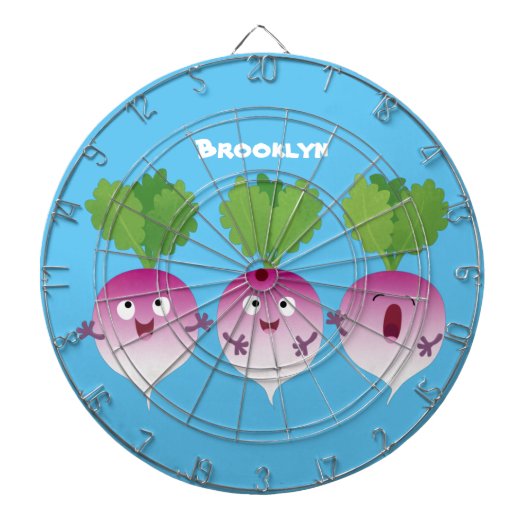 Niedliches Gemüsetrio mit Cartoon Dartscheibe (vorne)