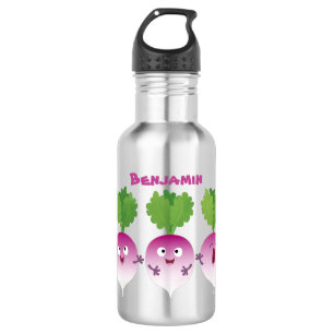 Niedliches Gemüsetrio mit Cartoon Edelstahlflasche