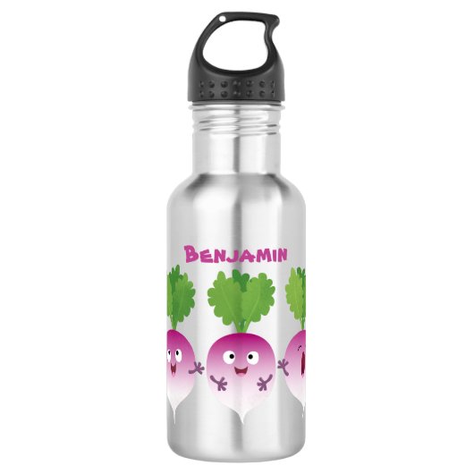 Niedliches Gemüsetrio mit Cartoon Edelstahlflasche (Vorderseite)