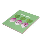 Niedliches Gemüsetrio mit Cartoon Fliese (Seite)