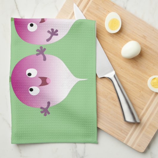 Niedliches Gemüsetrio mit Cartoon Geschirrtuch (Viertel Falte)