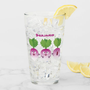 Niedliches Gemüsetrio mit Cartoon Glas