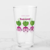 Niedliches Gemüsetrio mit Cartoon Glas (Vorderseite)