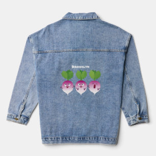 Niedliches Gemüsetrio mit Cartoon Jeansjacke