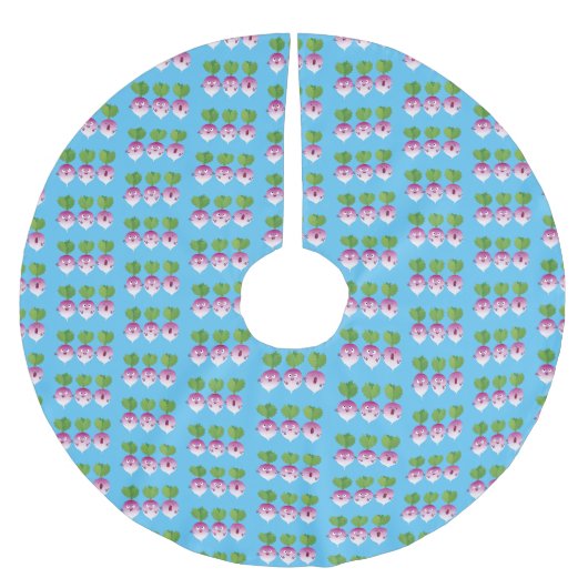 Niedliches Gemüsetrio mit Cartoon Polyester Weihnachtsbaumdecke (Vorderseite)