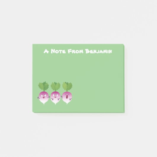 Niedliches Gemüsetrio mit Cartoon Post-it Klebezettel (Vorderseite)