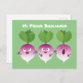 Niedliches Gemüsetrio mit Cartoon Postkarte (Vorne/Hinten)
