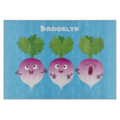 Niedliches Gemüsetrio mit Cartoon Schneidebrett (Vorderseite)