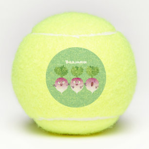 Niedliches Gemüsetrio mit Cartoon Tennisbälle