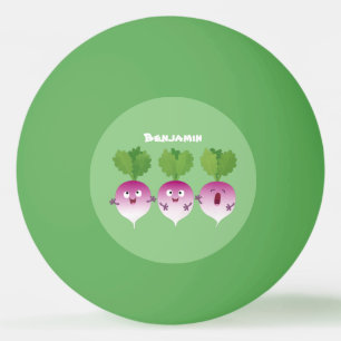 Niedliches Gemüsetrio mit Cartoon Tischtennisball