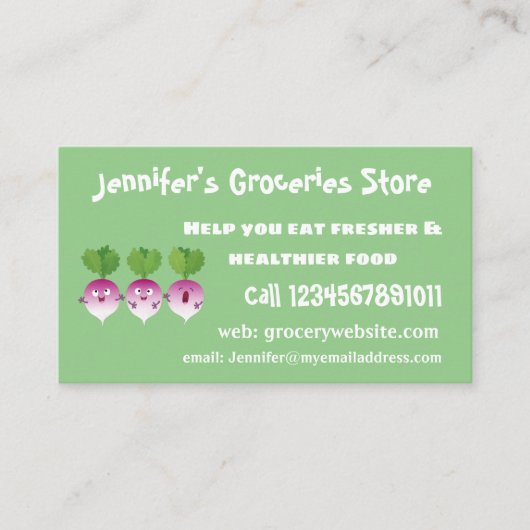 Niedliches Gemüsetrio mit Cartoon Visitenkarte (Vorderseite)