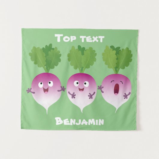 Niedliches Gemüsetrio mit Cartoon Wandteppich (Vorderseite (Horizontal))