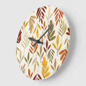 Niedliches, gemütliches Herbstlaub-Muster Große Wanduhr (Winkel)