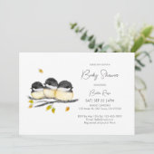 Niedliches Gender Neutral Chickadees Babydusche Einladung (Stehend Vorderseite)