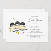 Niedliches Gender Neutral Chickadees Babydusche Einladung (Vorne/Hinten)